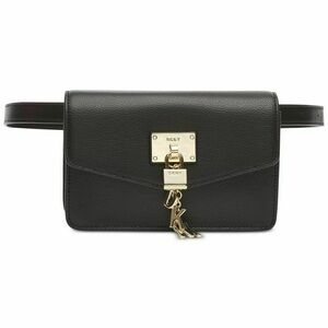 DKNY Black Leather Belt Bag with Gold Accents